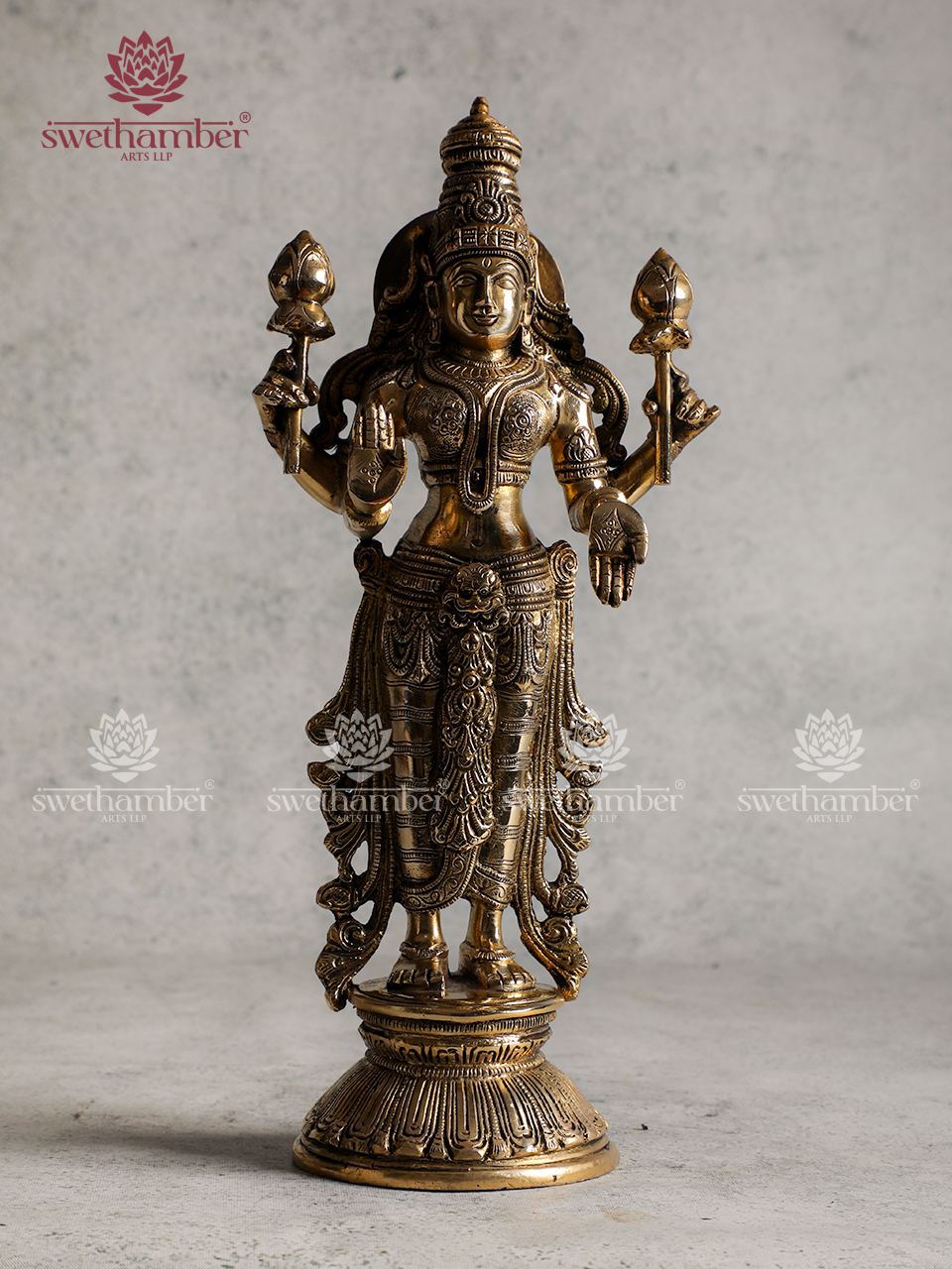 Antique Finish Brass Standing Lakshmi Statue