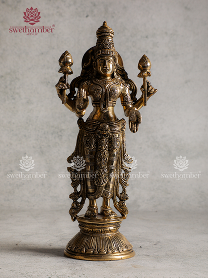 Antique Finish Brass Standing Lakshmi Statue