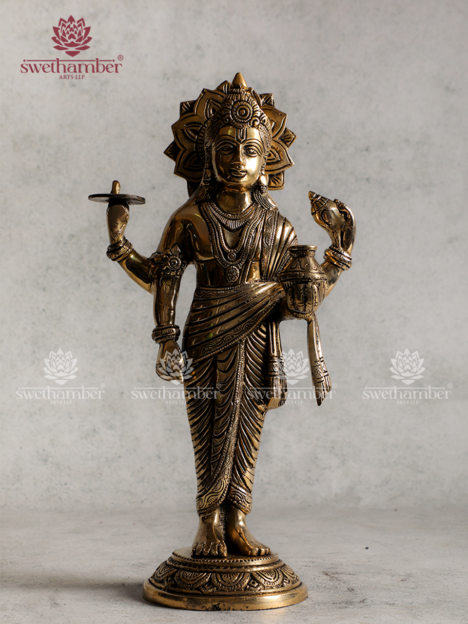Brass Lord Dhanvantari Idol | God of Ayurveda Statue