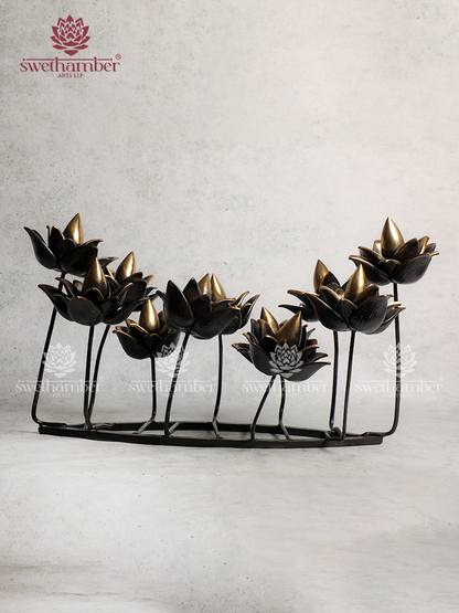 Contemporary  Brass Lotus Stand Showpiece for Table Decor