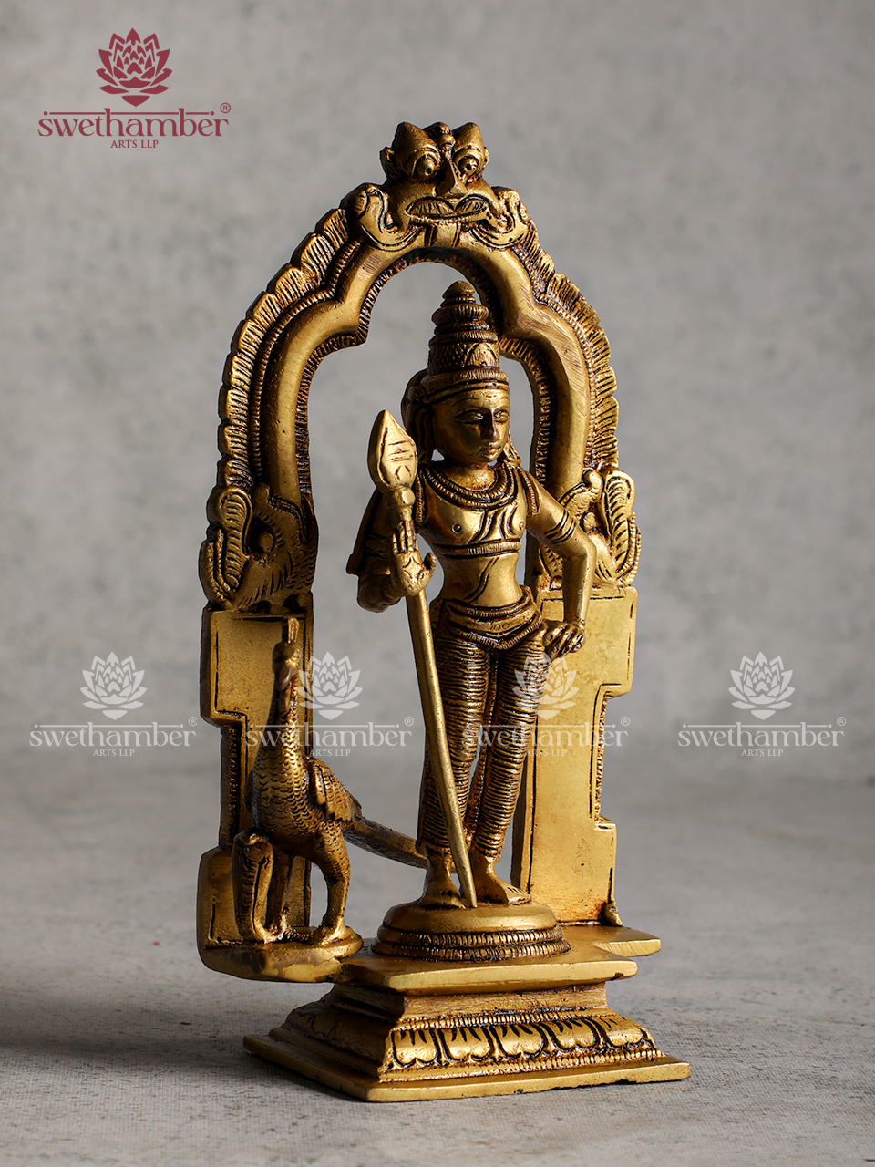 Vel Murugan Brass Idol | Lord Kartikeya Decorative Pooja Statue