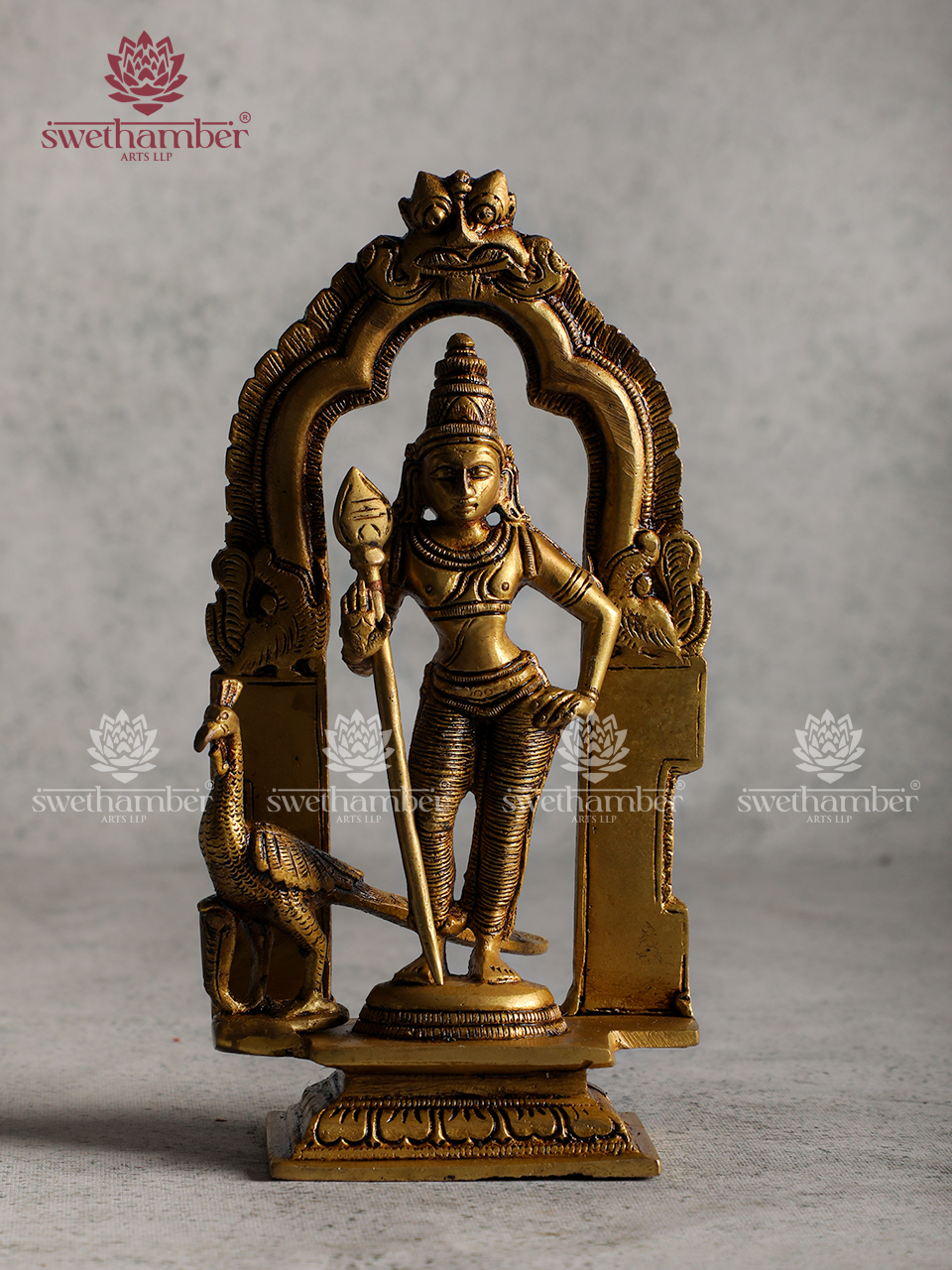 Vel Murugan Brass Idol | Lord Kartikeya Decorative Pooja Statue