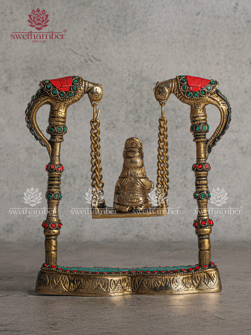 Brass Ladoo Gopal Baby Krishna Idol on Jhula | Bal Krishna Statue for Home Pooja & Decor