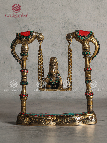 Brass Ladoo Gopal Baby Krishna Idol on Jhula | Bal Krishna Statue for Home Pooja & Decor