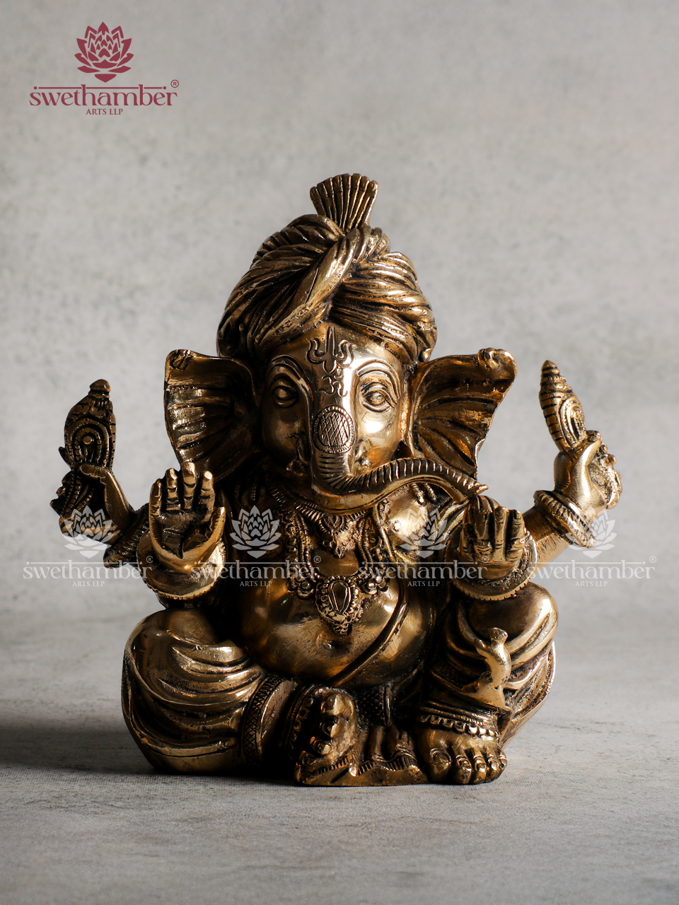 Traditional Pagadi Ganesha Brass Murti