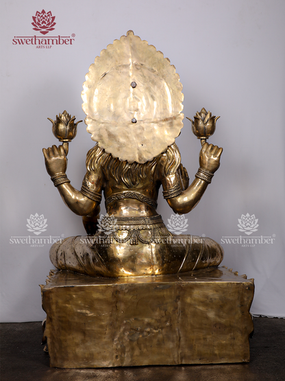 62" Large Goddess Lakshmi seated on Lotus Pedestal