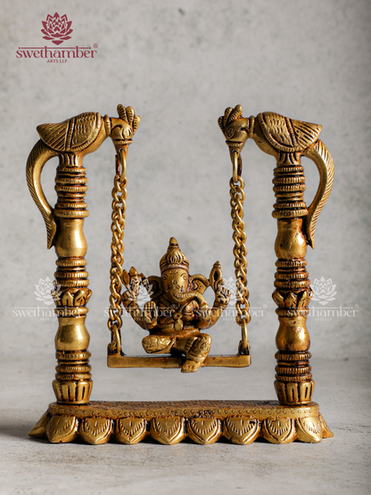 Lord Ganesha Brass Idol on Swing (Jhula)