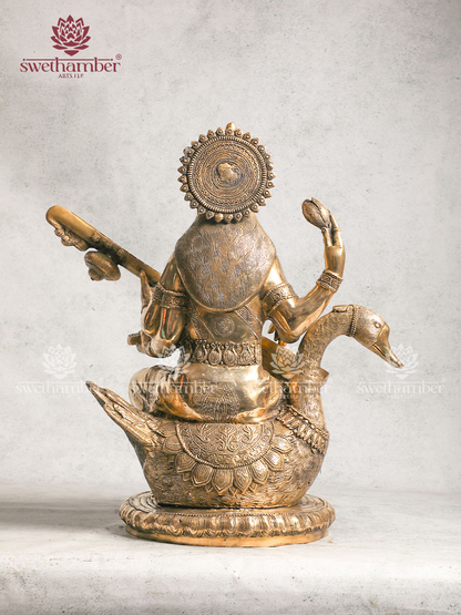 Brass Large Saraswati Idol for Home Décor