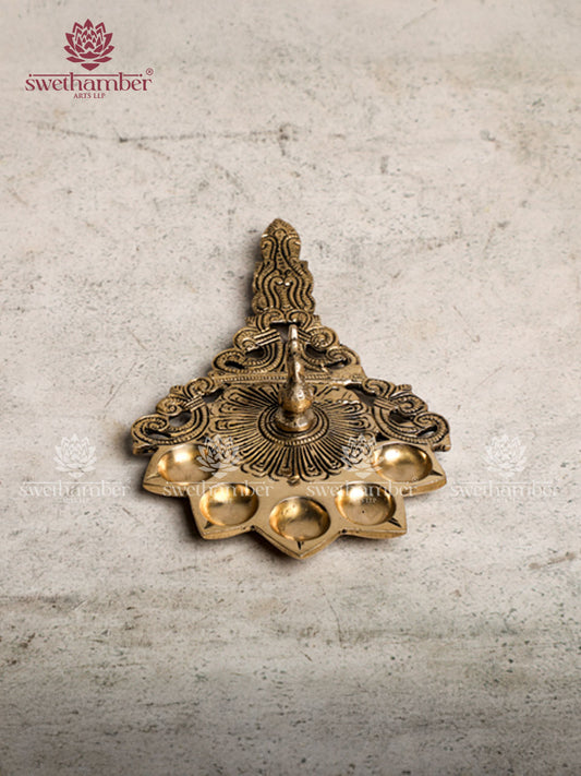 BRASS PANCH AARTI SPOON