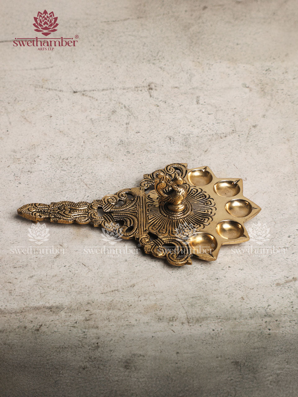 BRASS PANCH AARTI SPOON