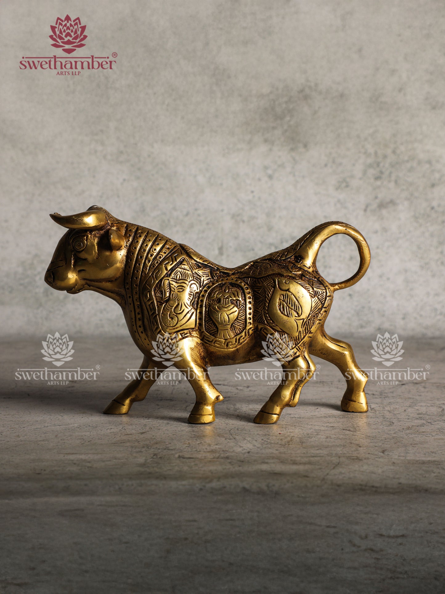 BRASS STANDING BULL FOR DECOR