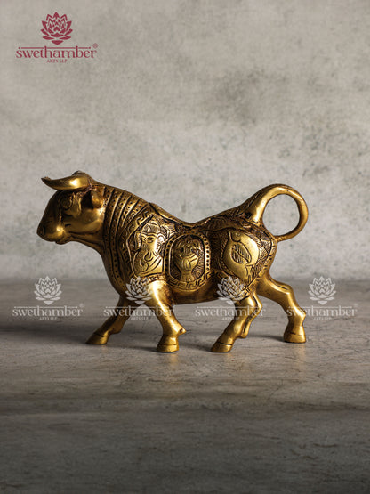 BRASS STANDING BULL FOR DECOR