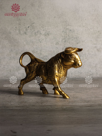 BRASS STANDING BULL FOR DECOR