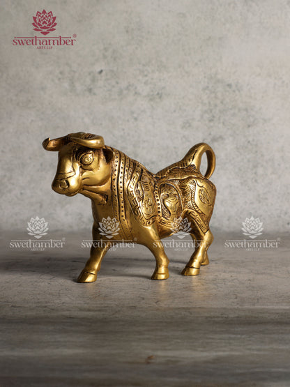BRASS STANDING BULL FOR DECOR