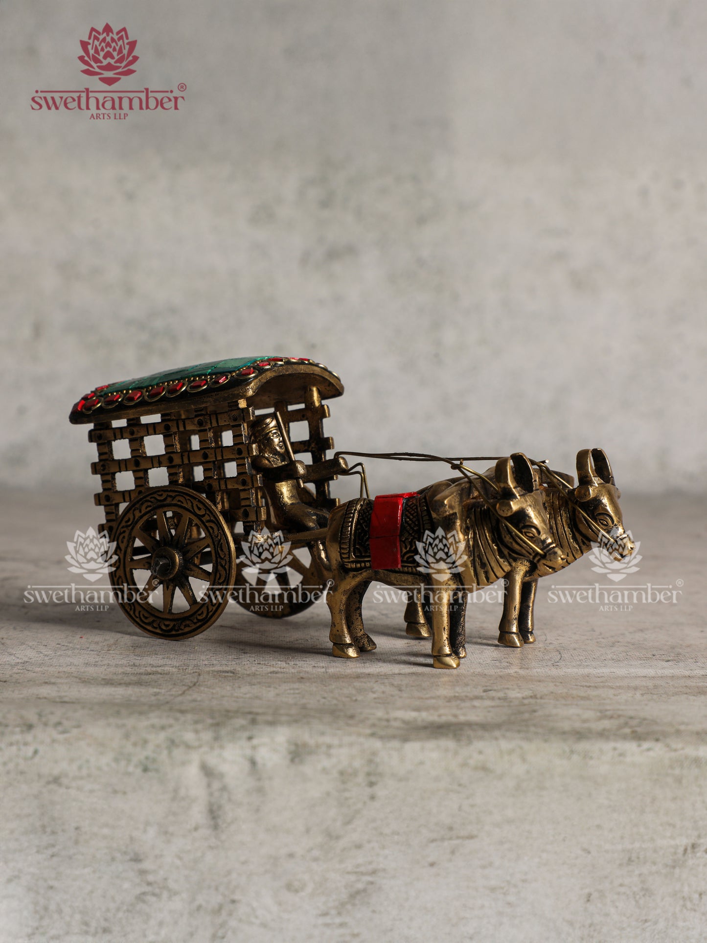Showpiece Brass Bullock Cart Figurine
