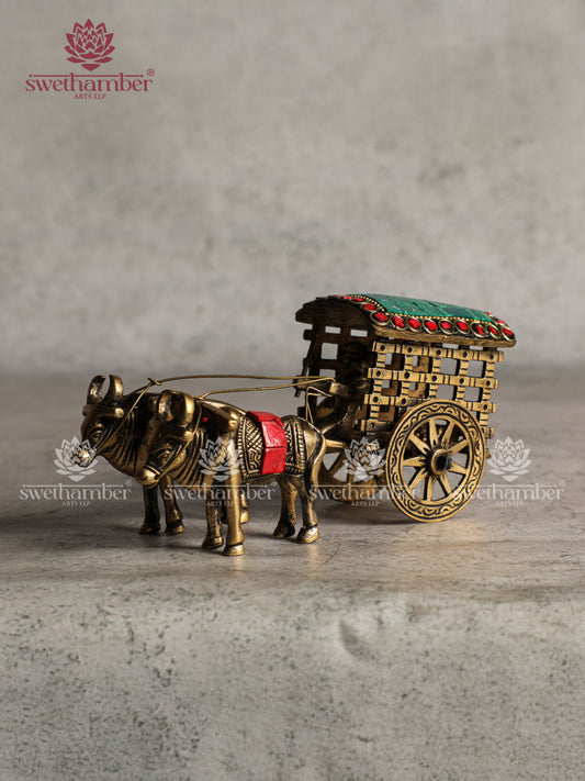 Showpiece Brass Bullock Cart Figurine