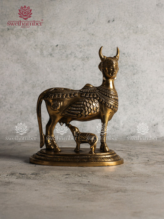 Divine Kamdhenu Brass Statue for Home Temple