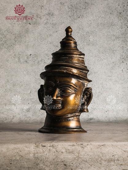 Brass Shiva Head Mukhlingam With Crown,