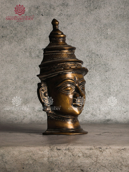 Brass Shiva Head Mukhlingam With Crown,