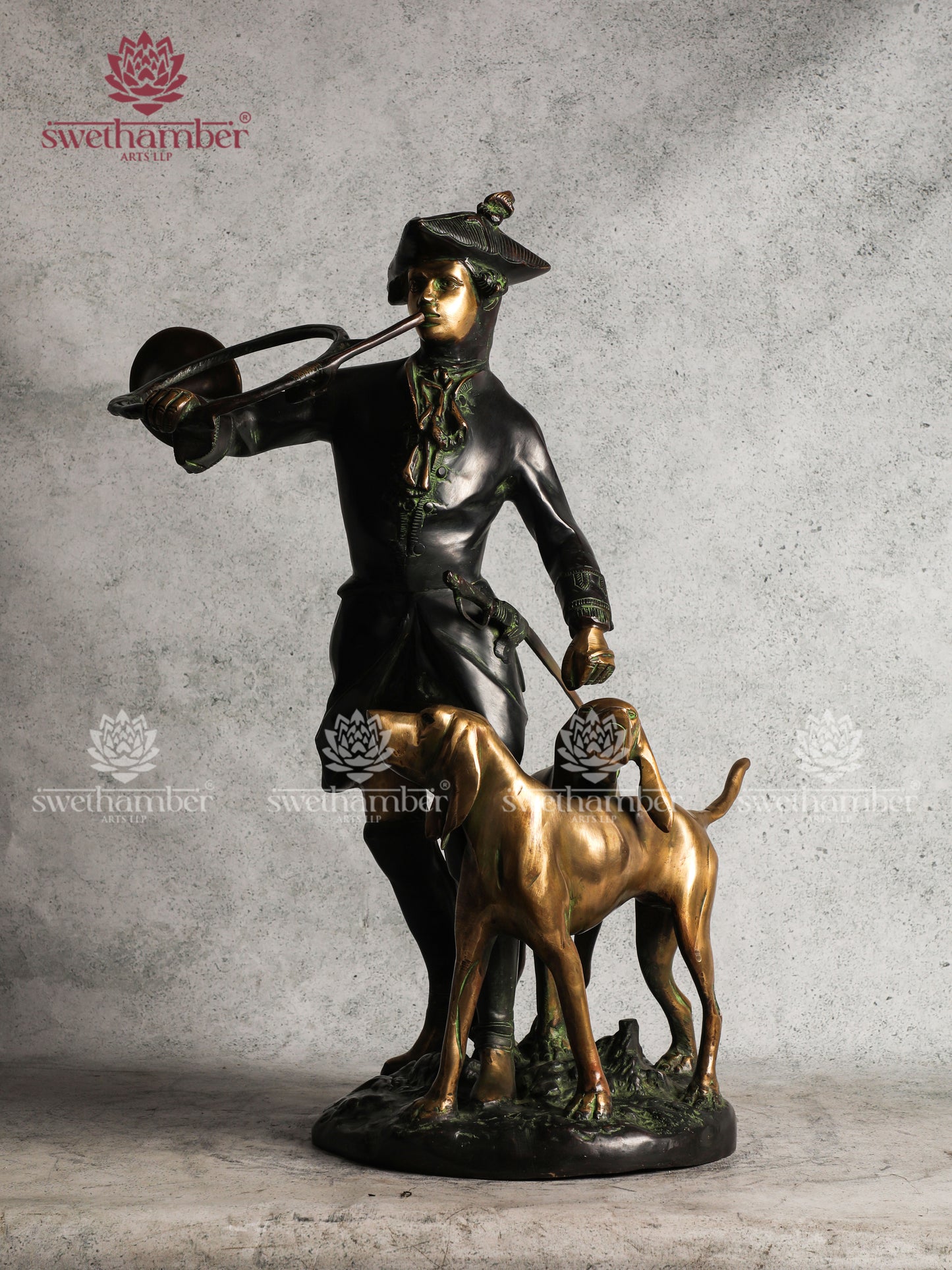 Brass Man with Dogs and Trumpet