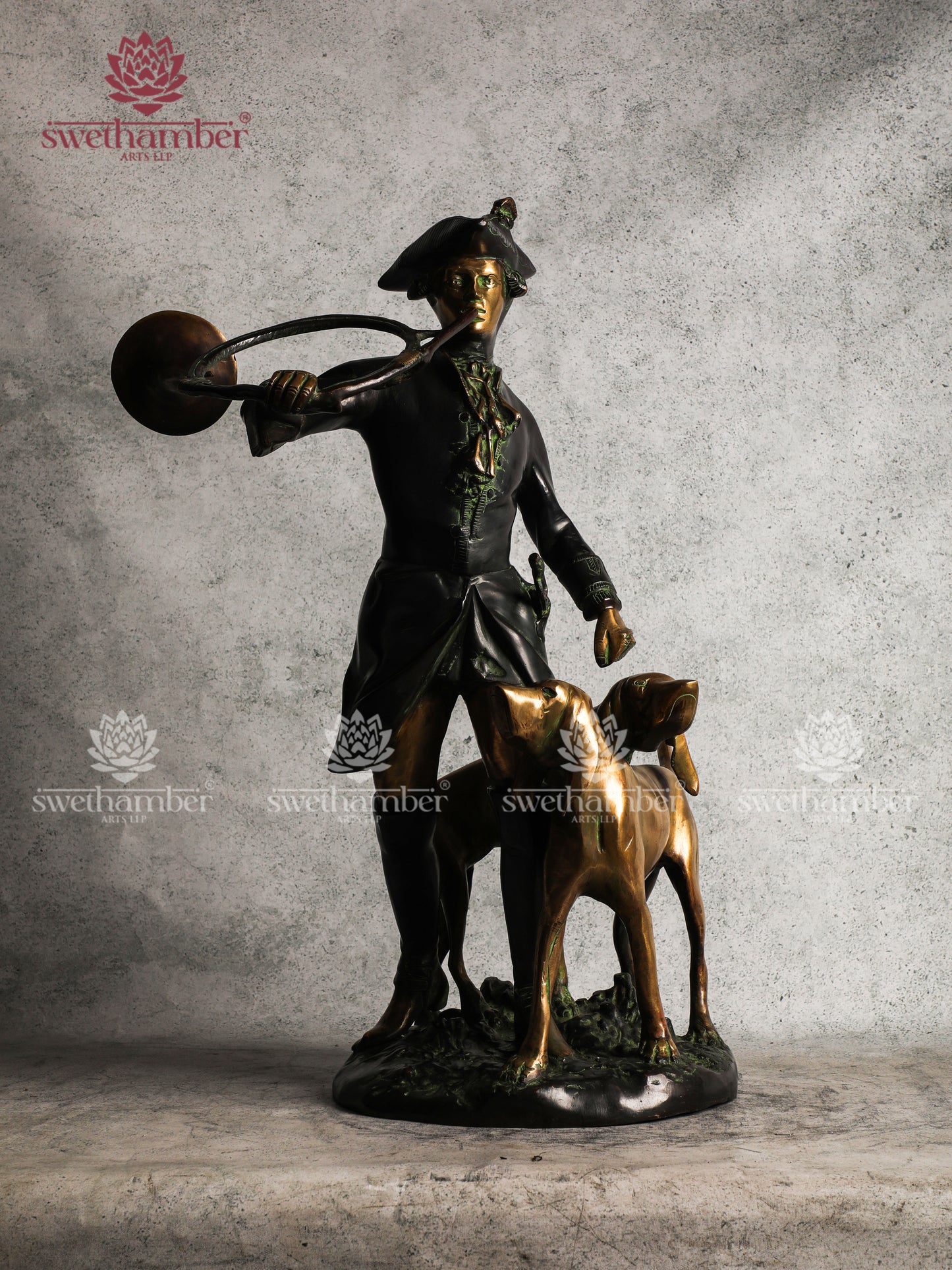 Brass Man with Dogs and Trumpet