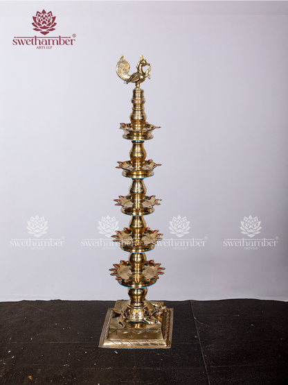 Traditional Brass Peacock Lamp Set | Handcrafted Peacock Deepa for Pooja, Vastu & Decor