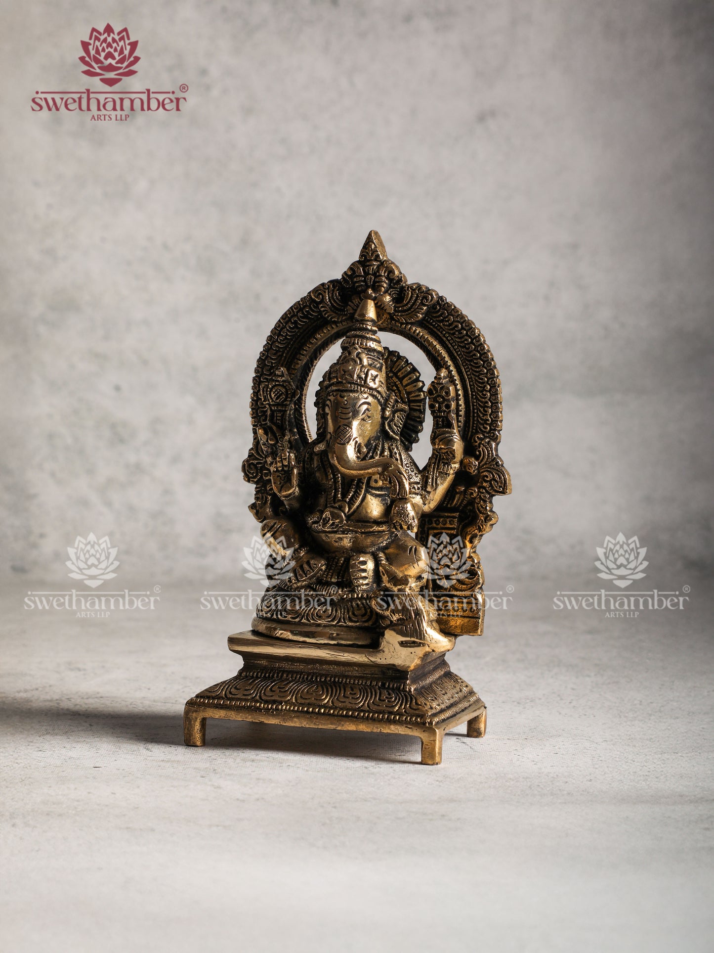 Brass Ganesha Statue with Arch