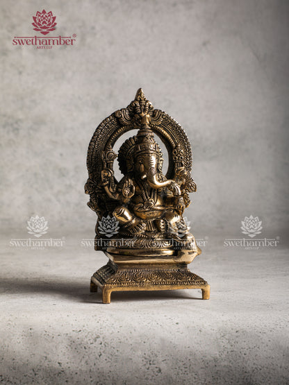 Brass Ganesha Statue with Arch
