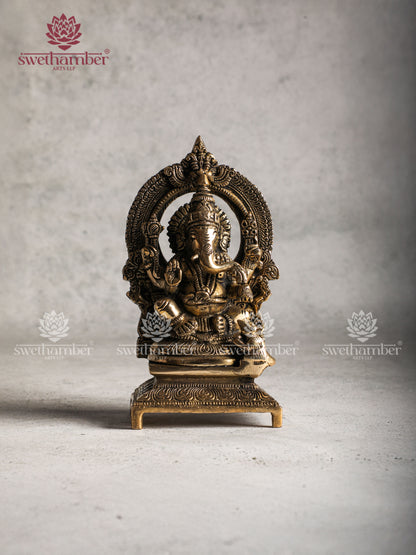 Brass Ganesha Statue with Arch