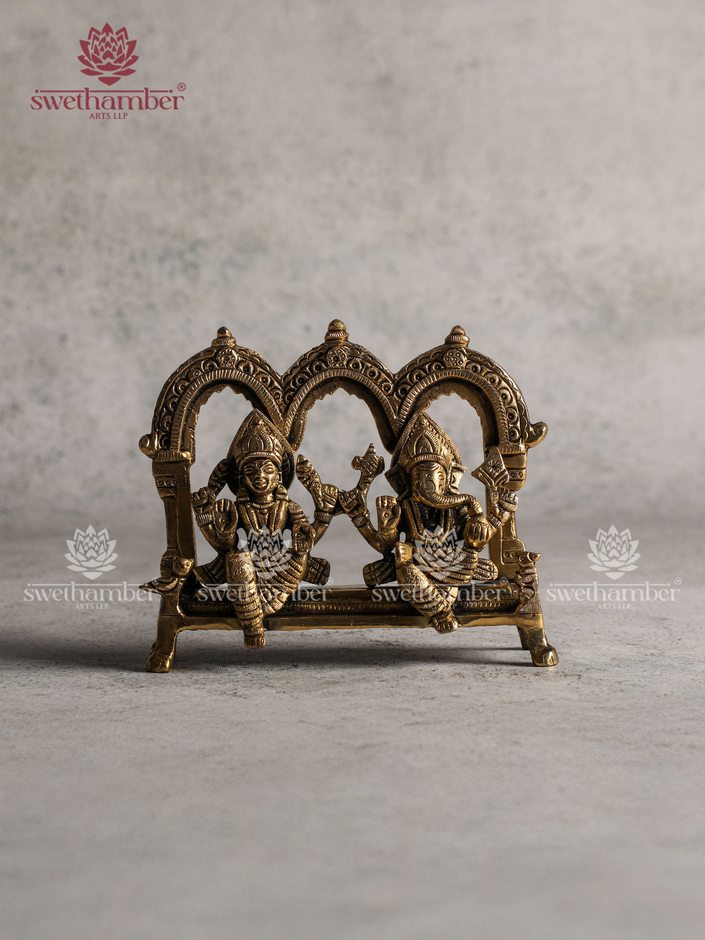 Brass Ganesh with Lakshmi with Arch