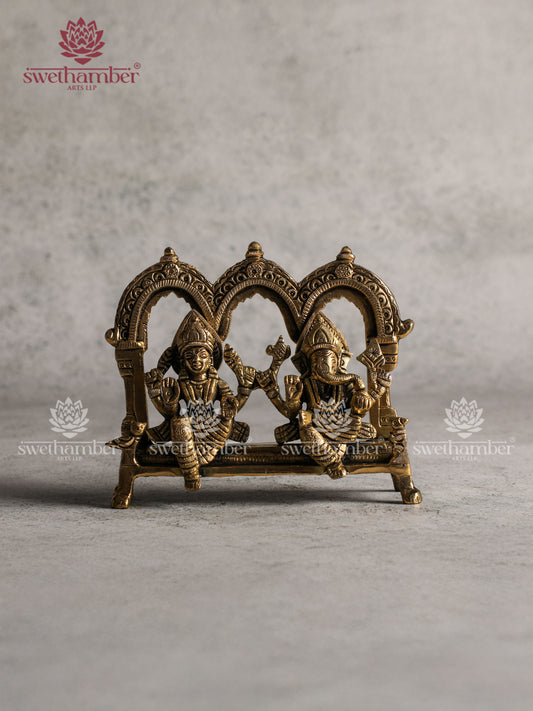 Brass Ganesh with Lakshmi with Arch