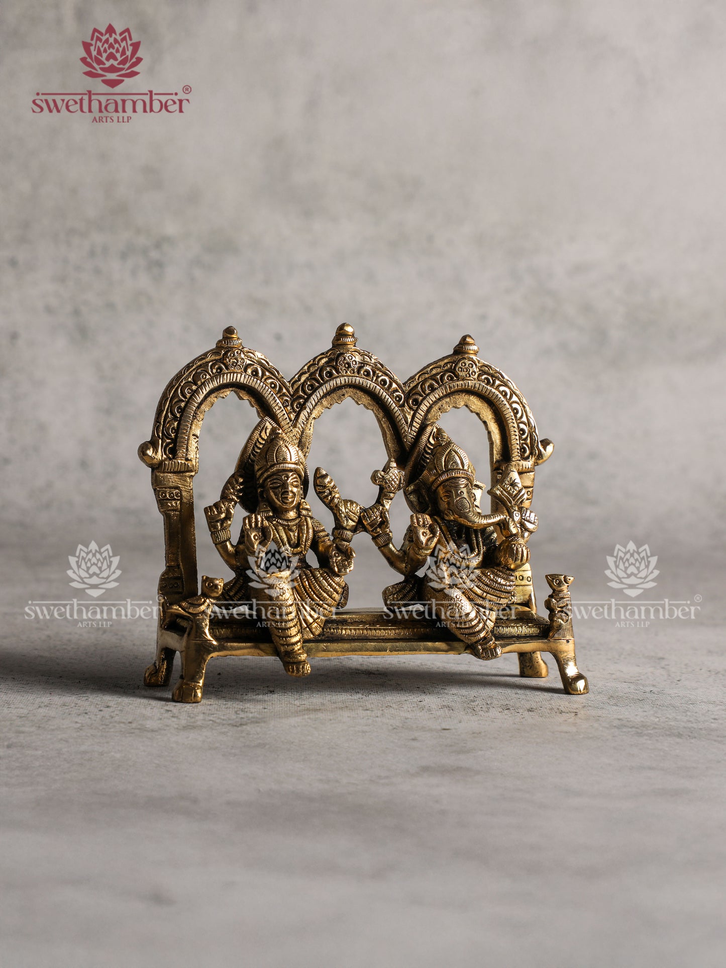 Brass Ganesh with Lakshmi with Arch