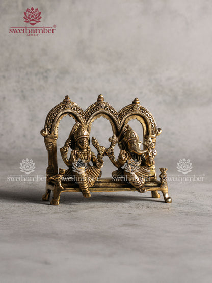 Brass Ganesh with Lakshmi with Arch