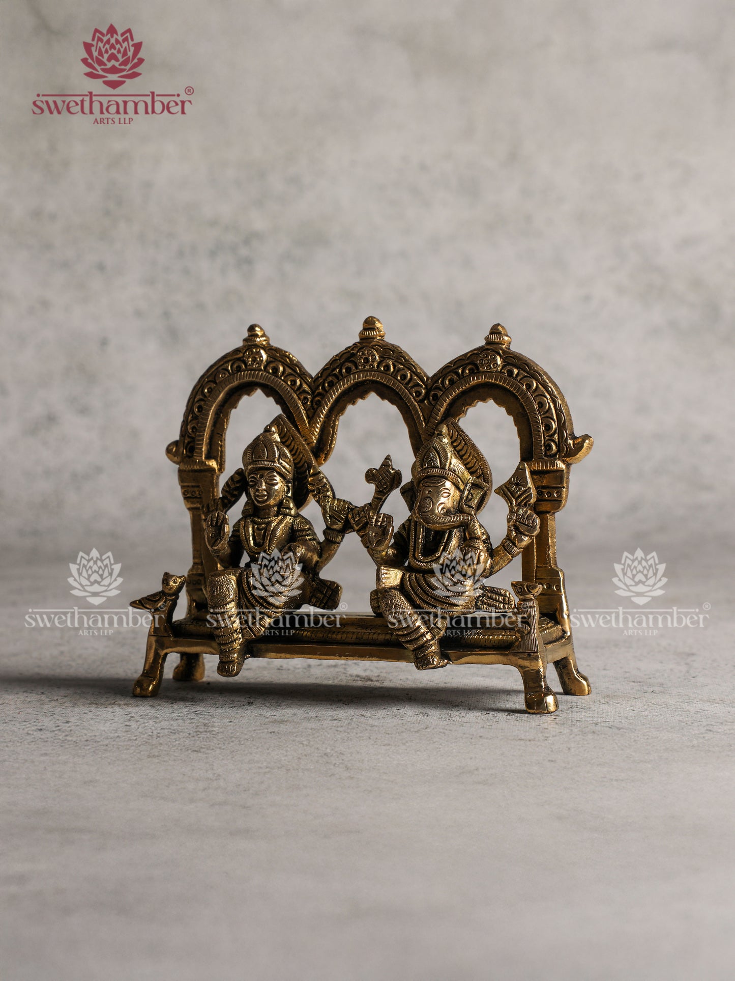 Brass Ganesh with Lakshmi with Arch