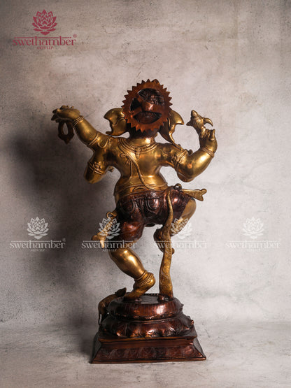 Brass Dancing Ganesha with four hands