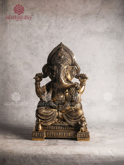 Divine Brass Lord Ganesha Idol – Symbol of Wisdom, Prosperity