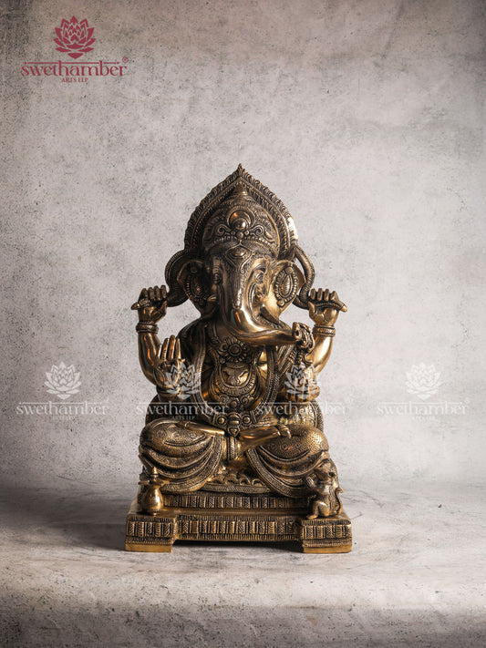 Divine Brass Lord Ganesha Idol – Symbol of Wisdom, Prosperity