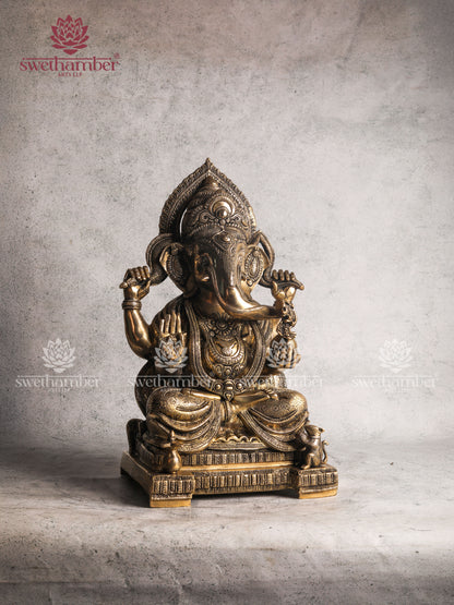 Divine Brass Lord Ganesha Idol – Symbol of Wisdom, Prosperity
