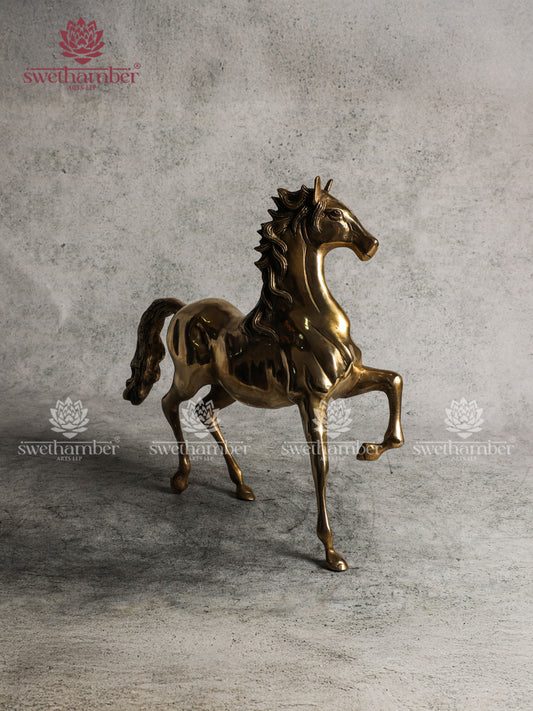 Brass Running Horse Sculpture