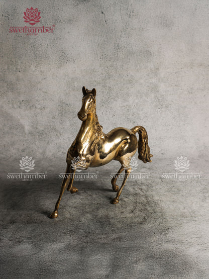 Brass Running Horse Sculpture