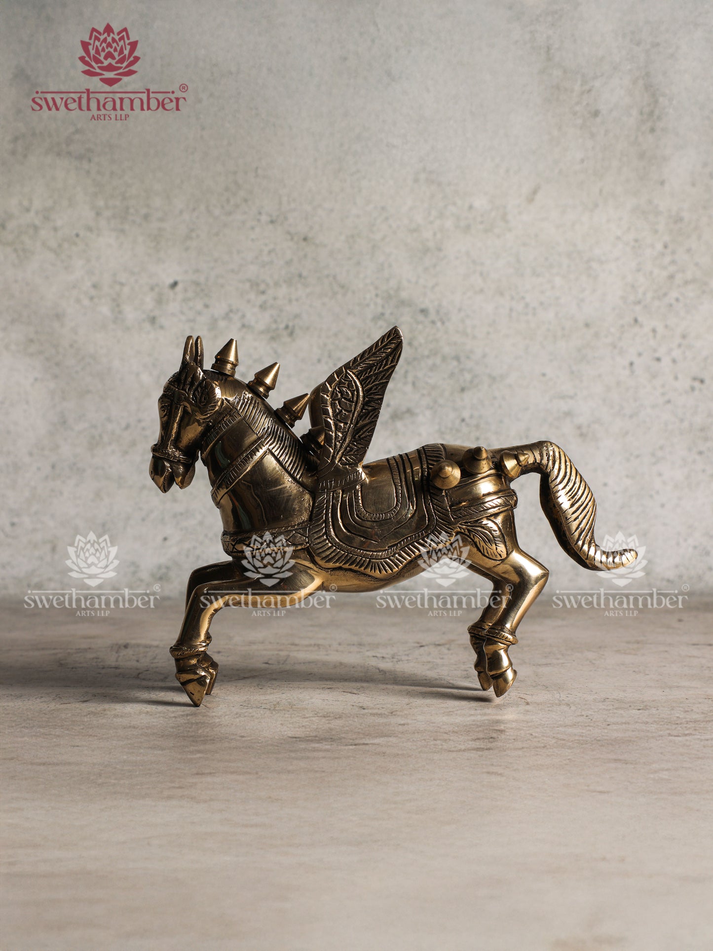 BRASS FLYING HORSE WITH WINGS
