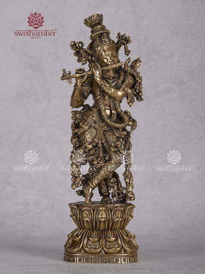 Brass Lord Krishna Idol – Handcrafted Krishna Statue for Home & Pooja Decor