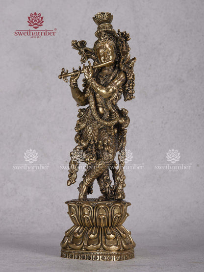 Brass Lord Krishna Idol – Handcrafted Krishna Statue for Home & Pooja Decor