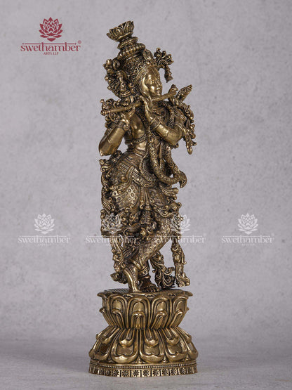 Brass Lord Krishna Idol – Handcrafted Krishna Statue for Home & Pooja Decor