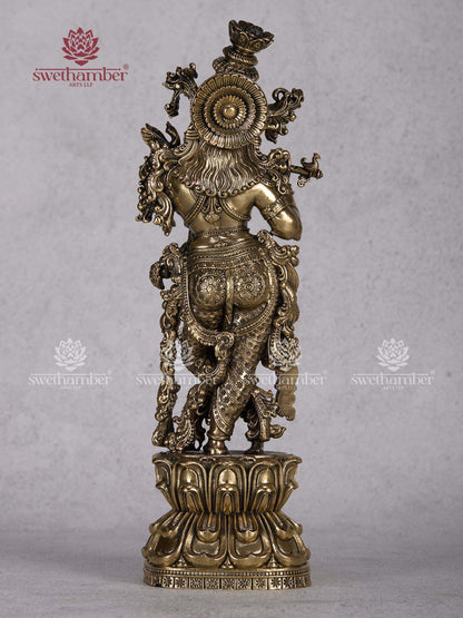 Brass Lord Krishna Idol – Handcrafted Krishna Statue for Home & Pooja Decor