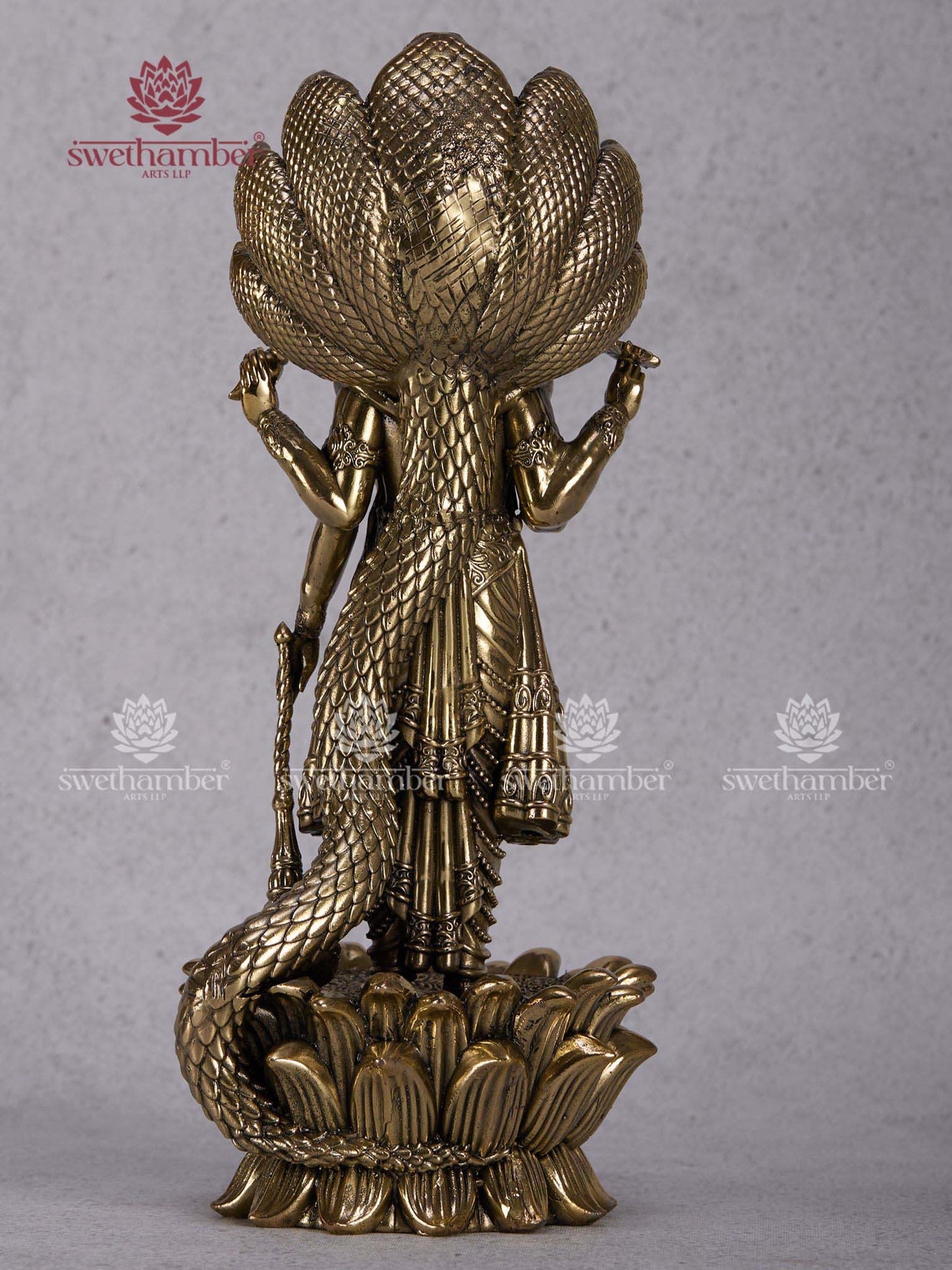 Brass Standing Vishnu on Lotus – Lord Vishnu Statue for Home & Temple Pooja