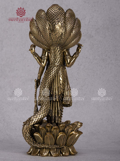 Brass Standing Vishnu on Lotus – Lord Vishnu Statue for Home & Temple Pooja