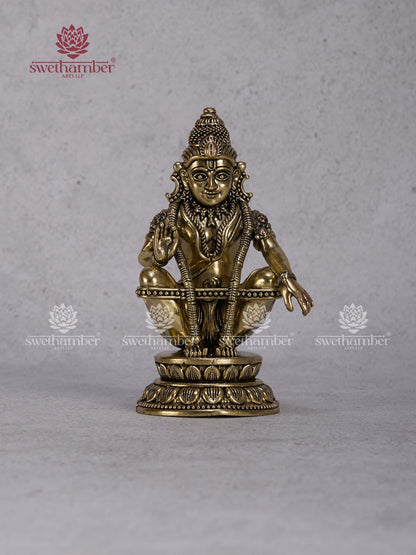 Brass Ayyappa Swamy Statue – Lord Ayyappa Idol for Pooja Room, Temple Décor & Spiritual Gifts