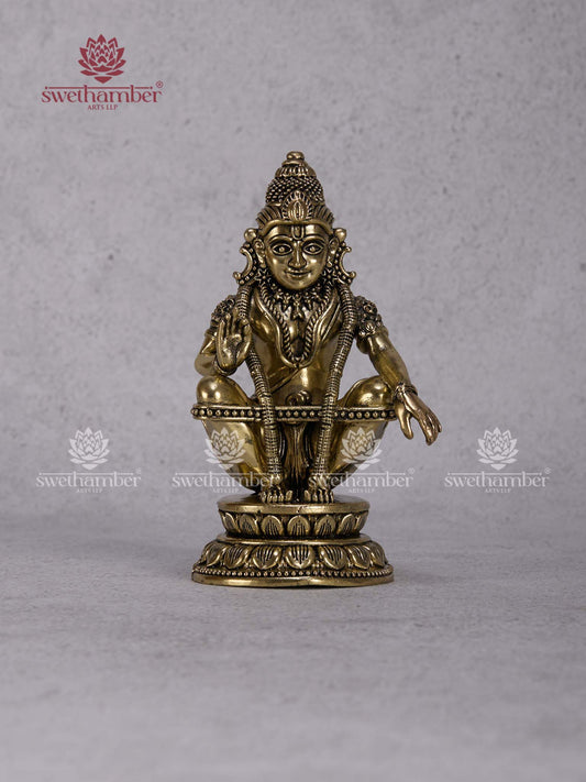 Brass Ayyappa Swamy Statue – Lord Ayyappa Idol for Pooja Room, Temple Décor & Spiritual Gifts