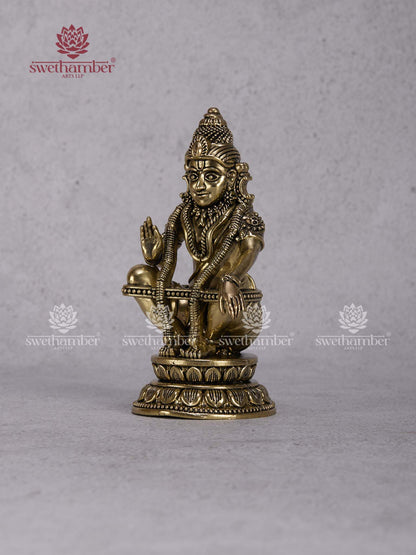 Brass Ayyappa Swamy Statue – Lord Ayyappa Idol for Pooja Room, Temple Décor & Spiritual Gifts